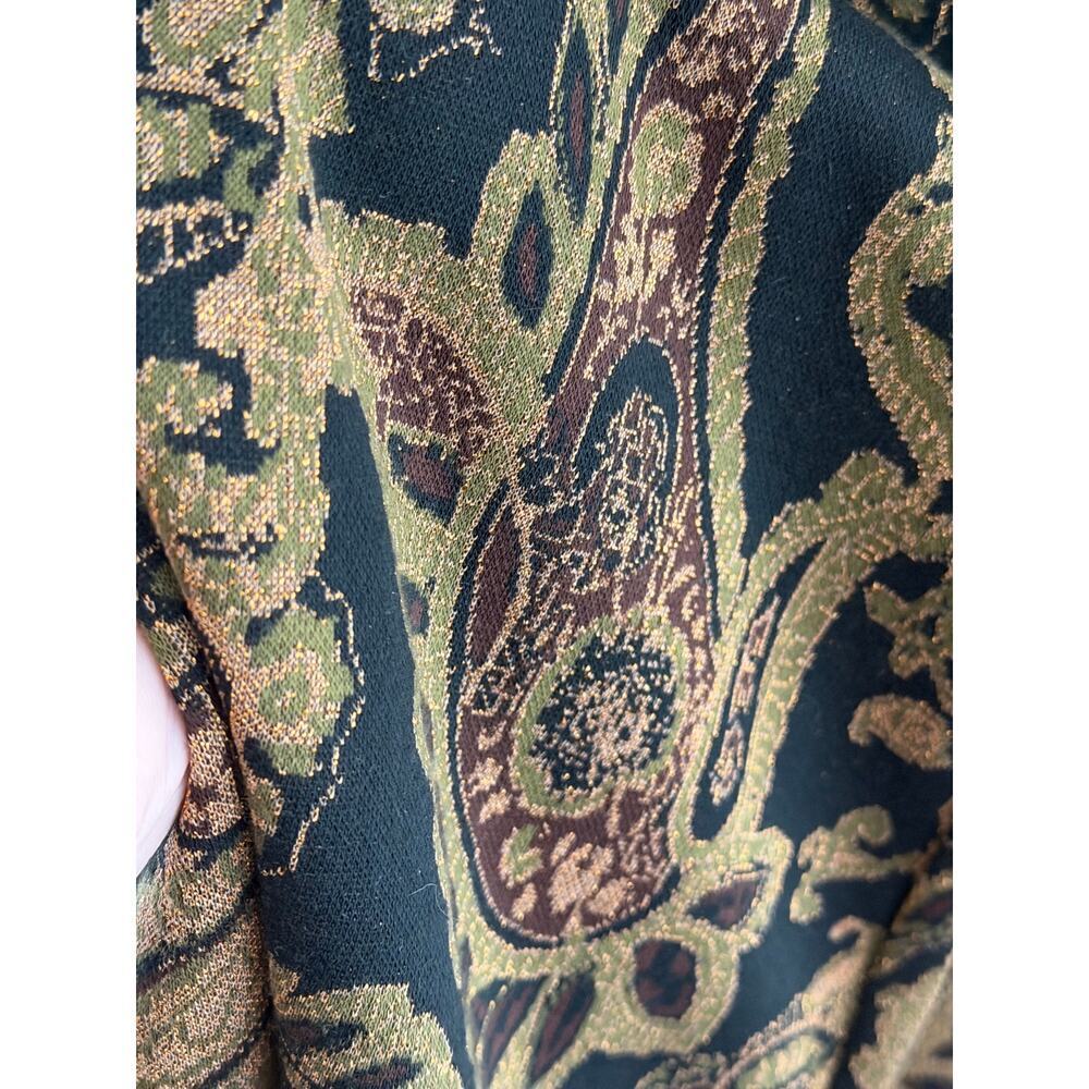 Anthropologie Viviana Jacquard Paisley Flared Trousers Black/Gold Women's US 6 - Picture 5 of 12